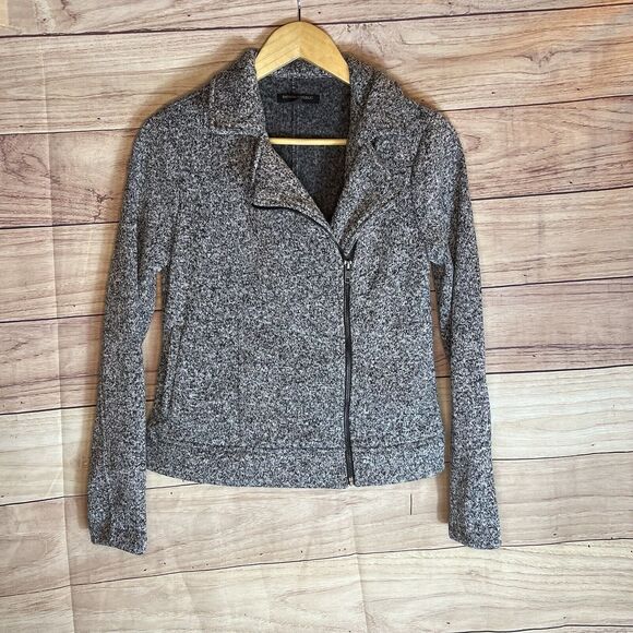 Banana Republic Womens Moto Jacket Black And white Sz Small Travel Zip Up Casual - Picture 1 of 8